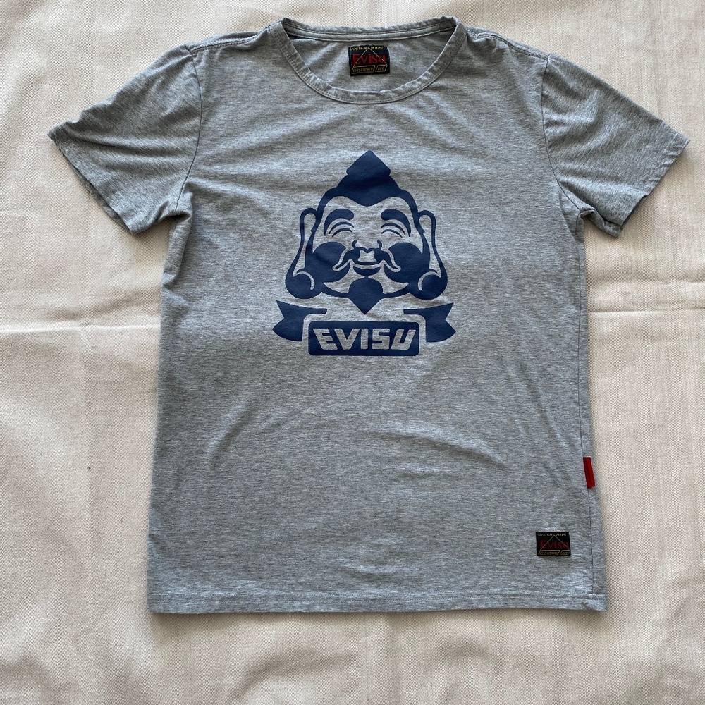 Evisu Grey Graphic Logo T-Shirt Size M